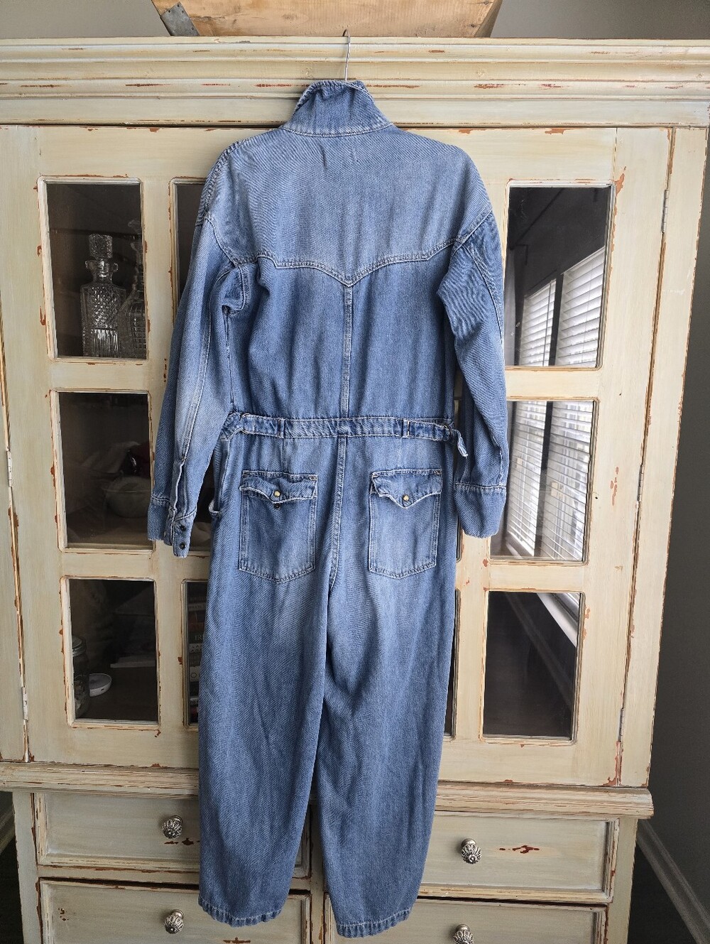 Free People x Care FP Townes Jumpsuit High Noon Denim Long Sleeve M - Picture 5 of 7